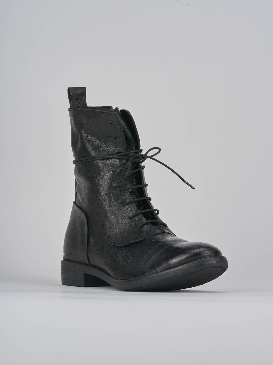 Combat boots heel 1 cm black leather