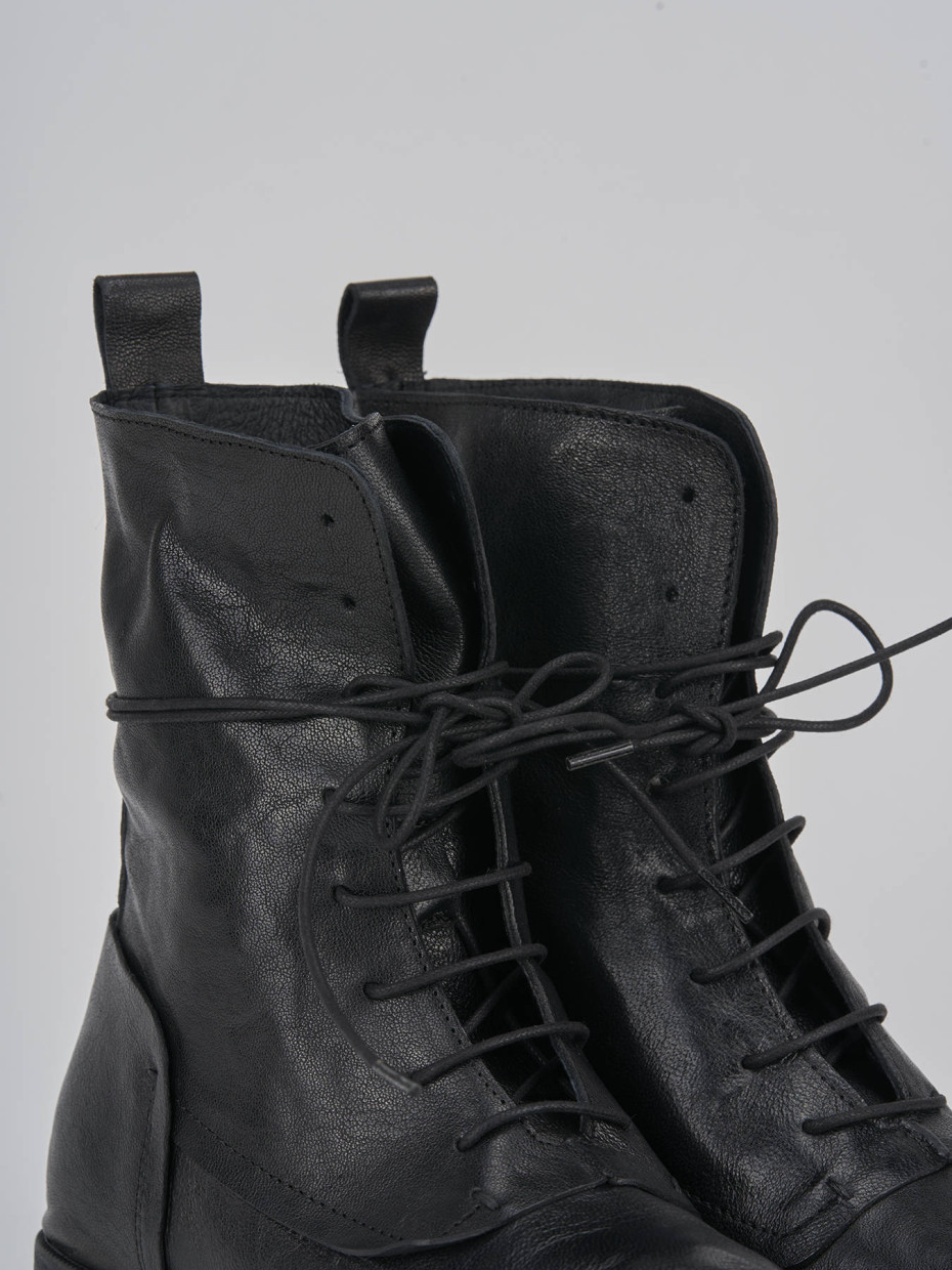 Combat boots heel 1 cm black leather