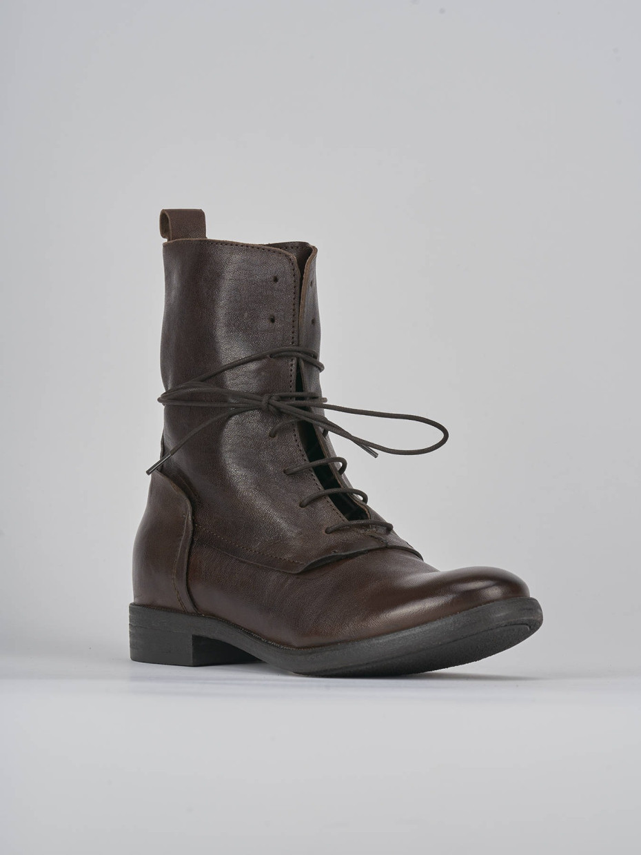 Combat boots heel 1 cm dark brown leather