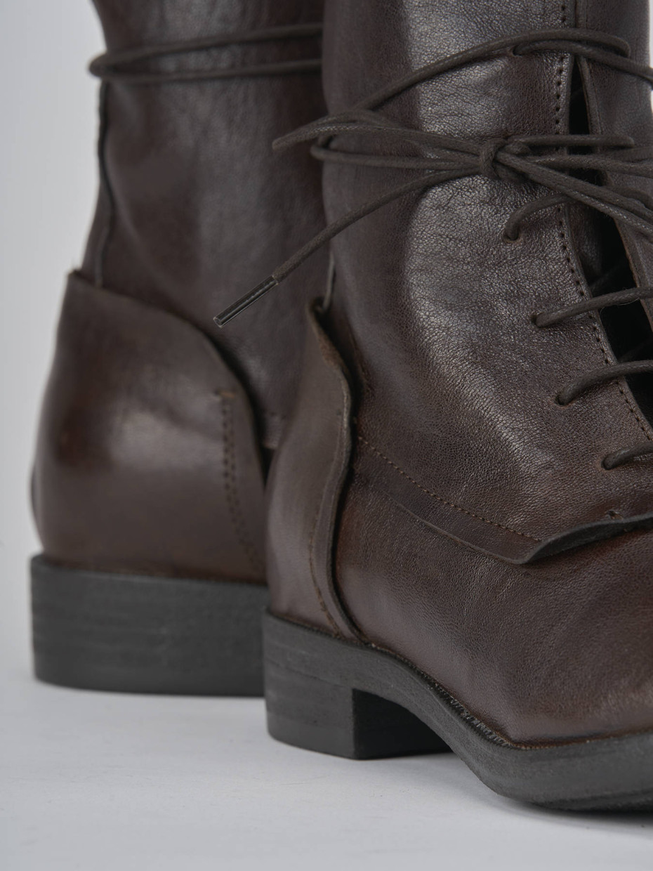 Combat boots heel 1 cm dark brown leather