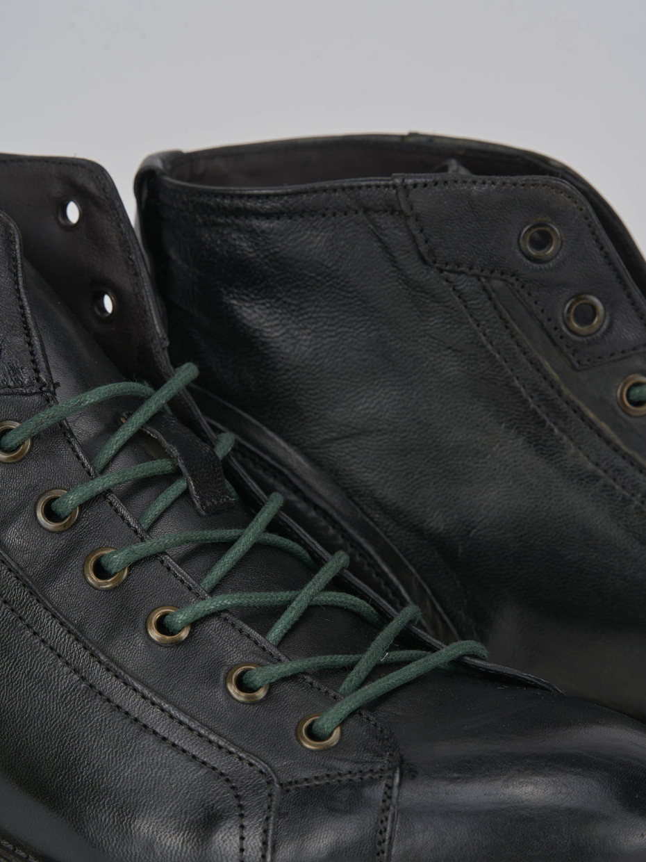 Combat boots green leather