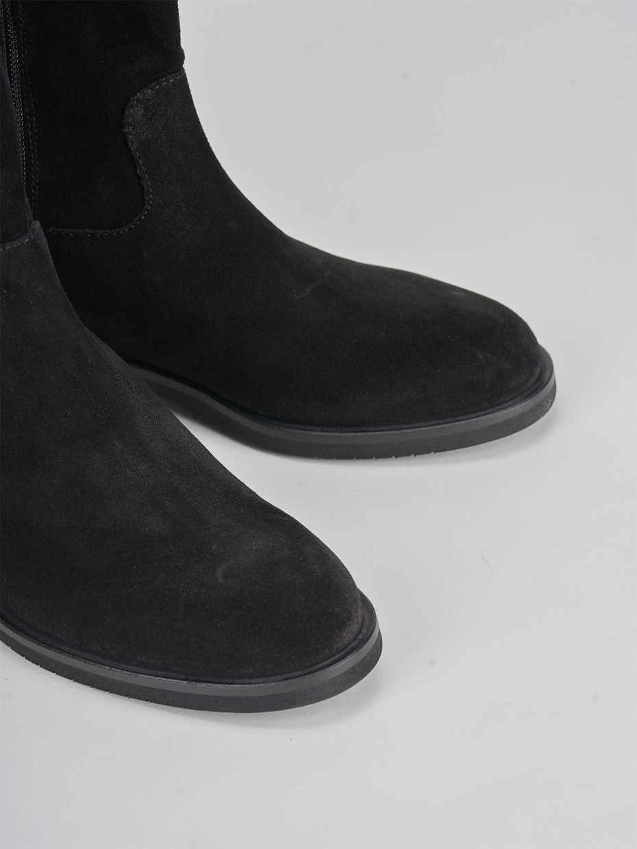 Black suede booties 2 inch heel top