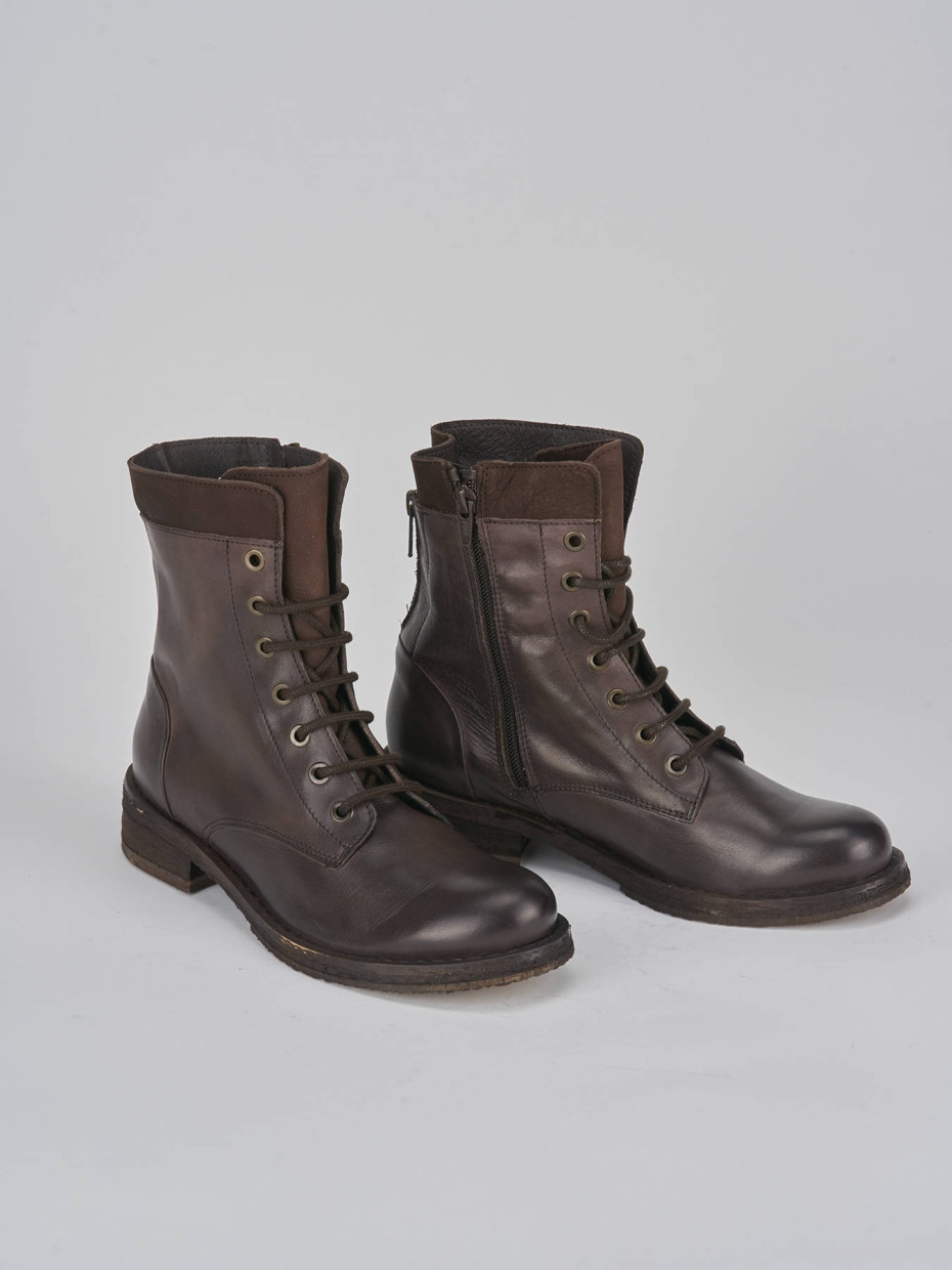 Combat boots heel 2 cm dark brown leather