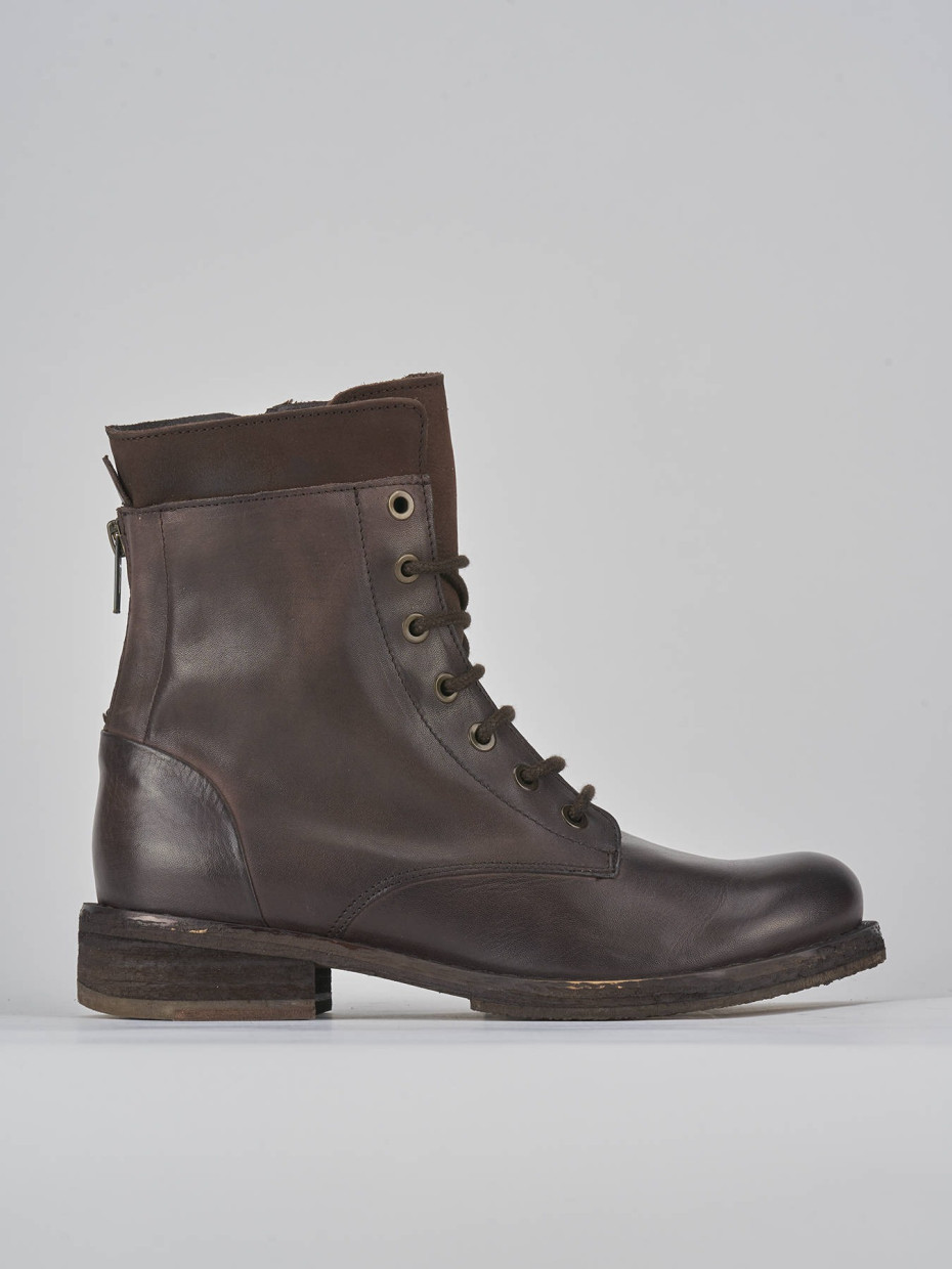 Combat boots heel 2 cm dark brown leather