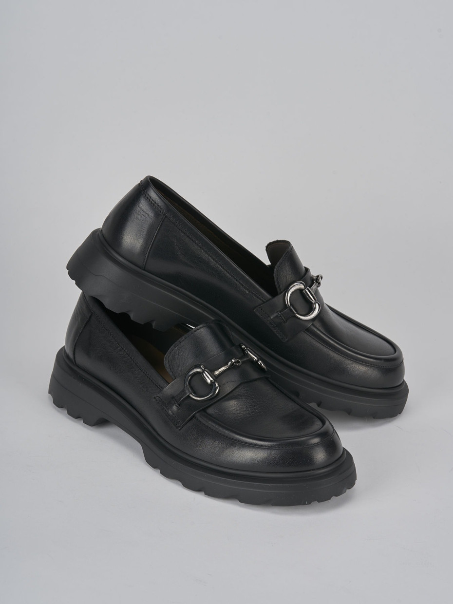 Mocassini tacco 3cm pelle nero