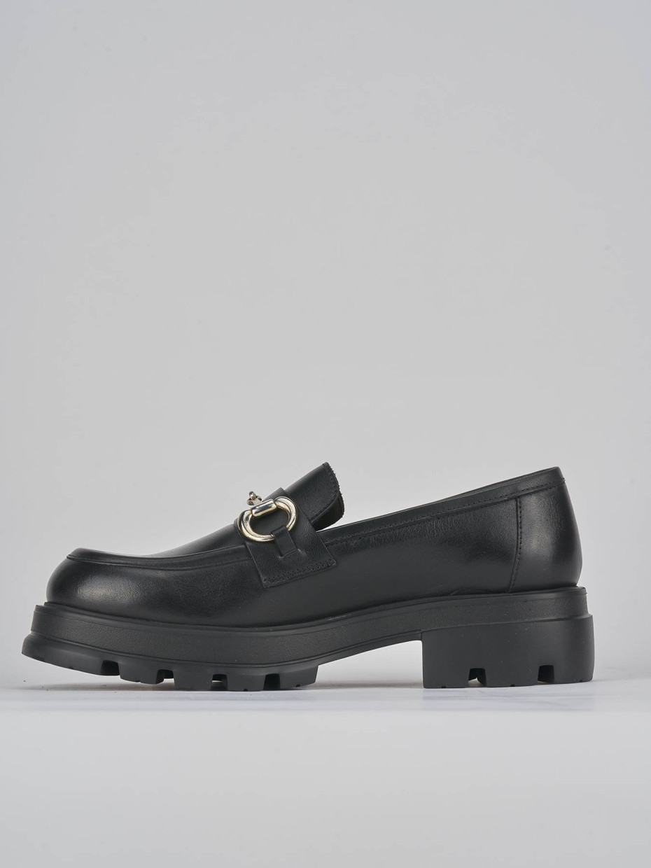 Mocassini tacco 3cm pelle nero