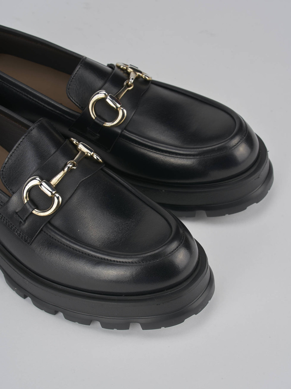 Mocassini tacco 3cm pelle nero
