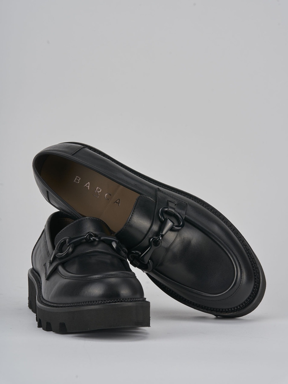 Loafers heel 3 cm black leather