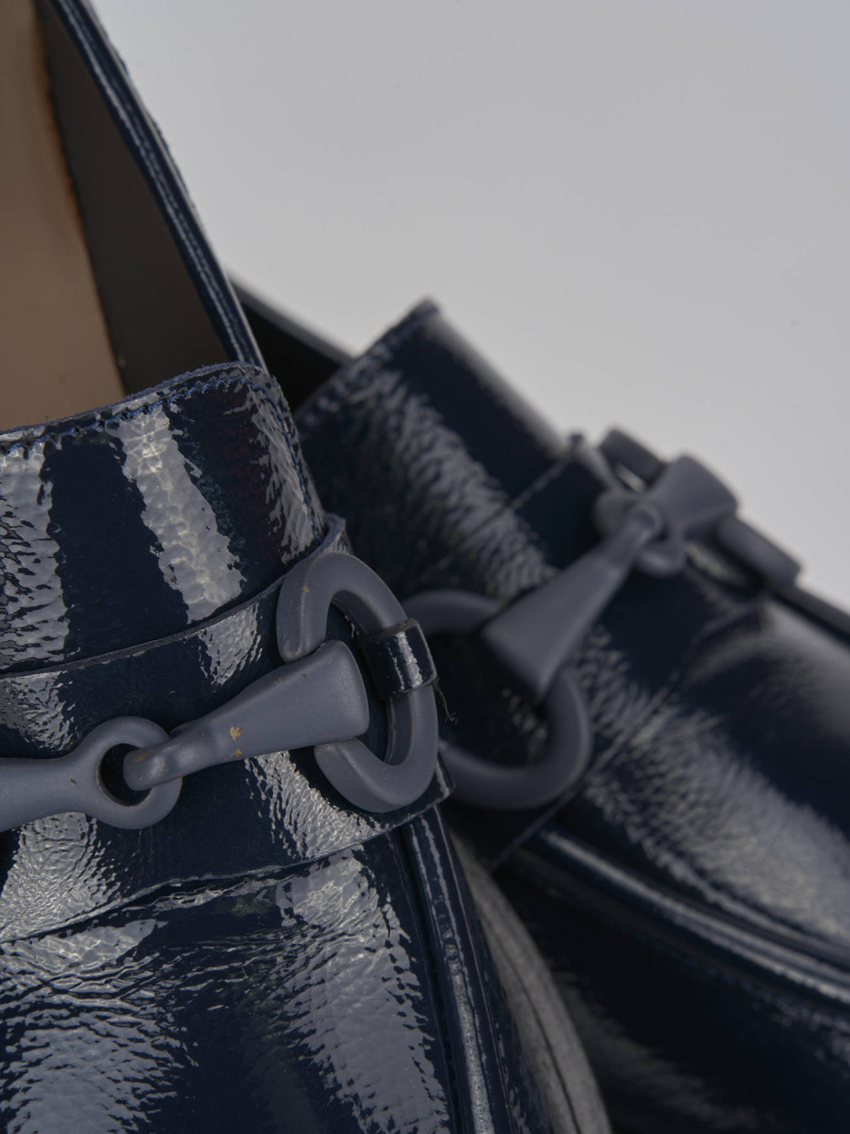 Loafers heel 3 cm blu patent