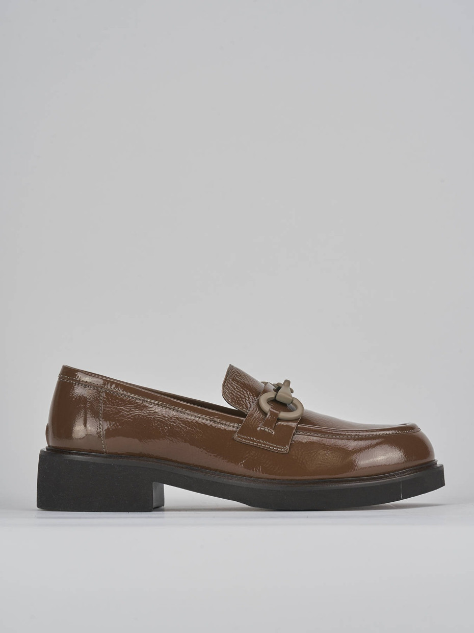 Loafers heel 3 cm brown leather