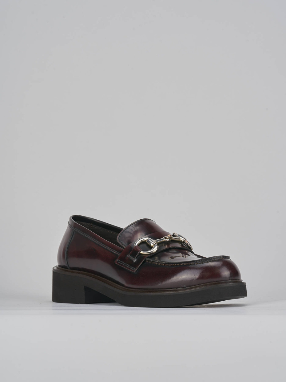 Loafers heel 3 cm bordeaux leather