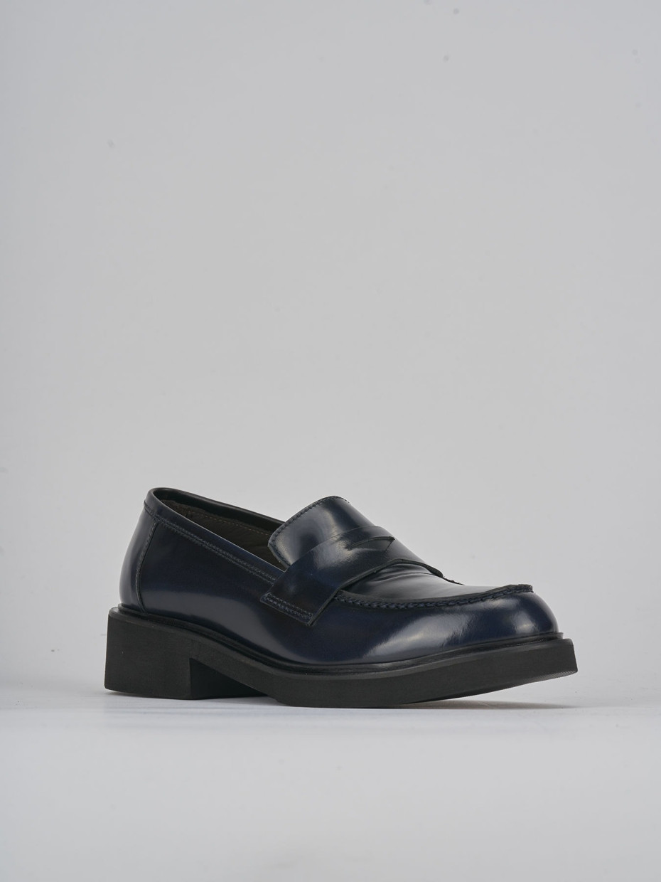 Mocassini tacco 3cm pelle blu