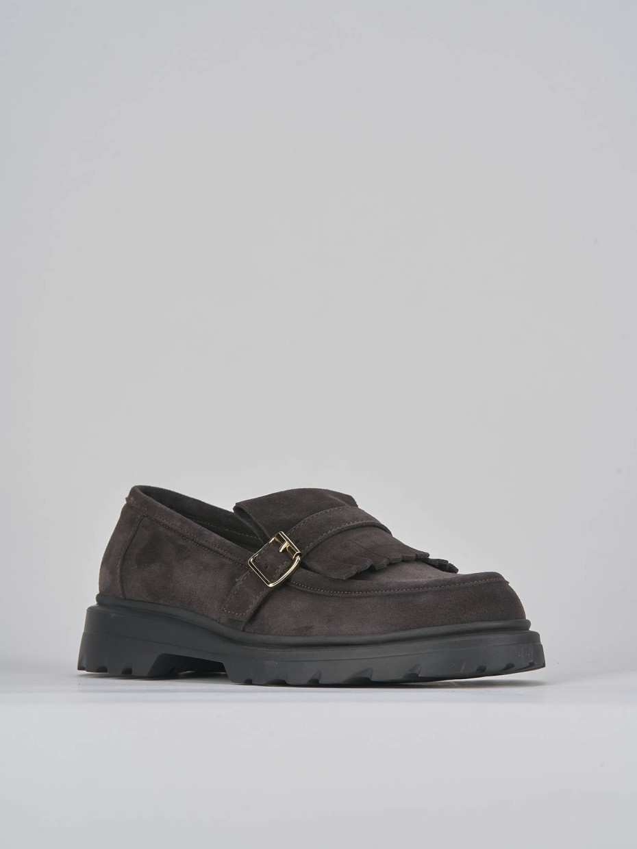 Loafers heel 3 cm dark brown suede