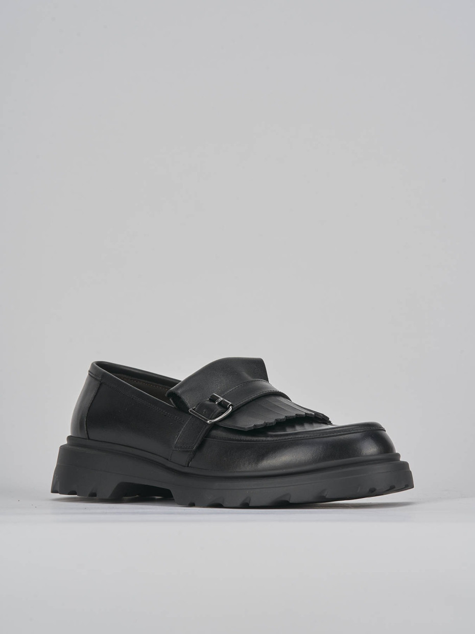 Mocassini tacco 3cm pelle nero