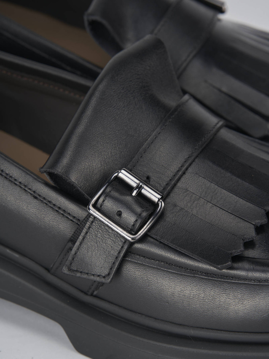 Mocassini tacco 3cm pelle nero