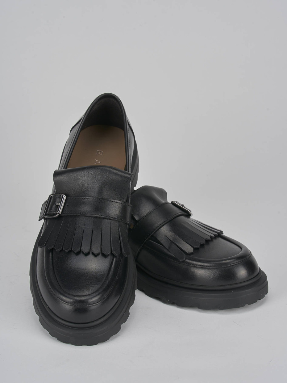 Mocassini tacco 3cm pelle nero