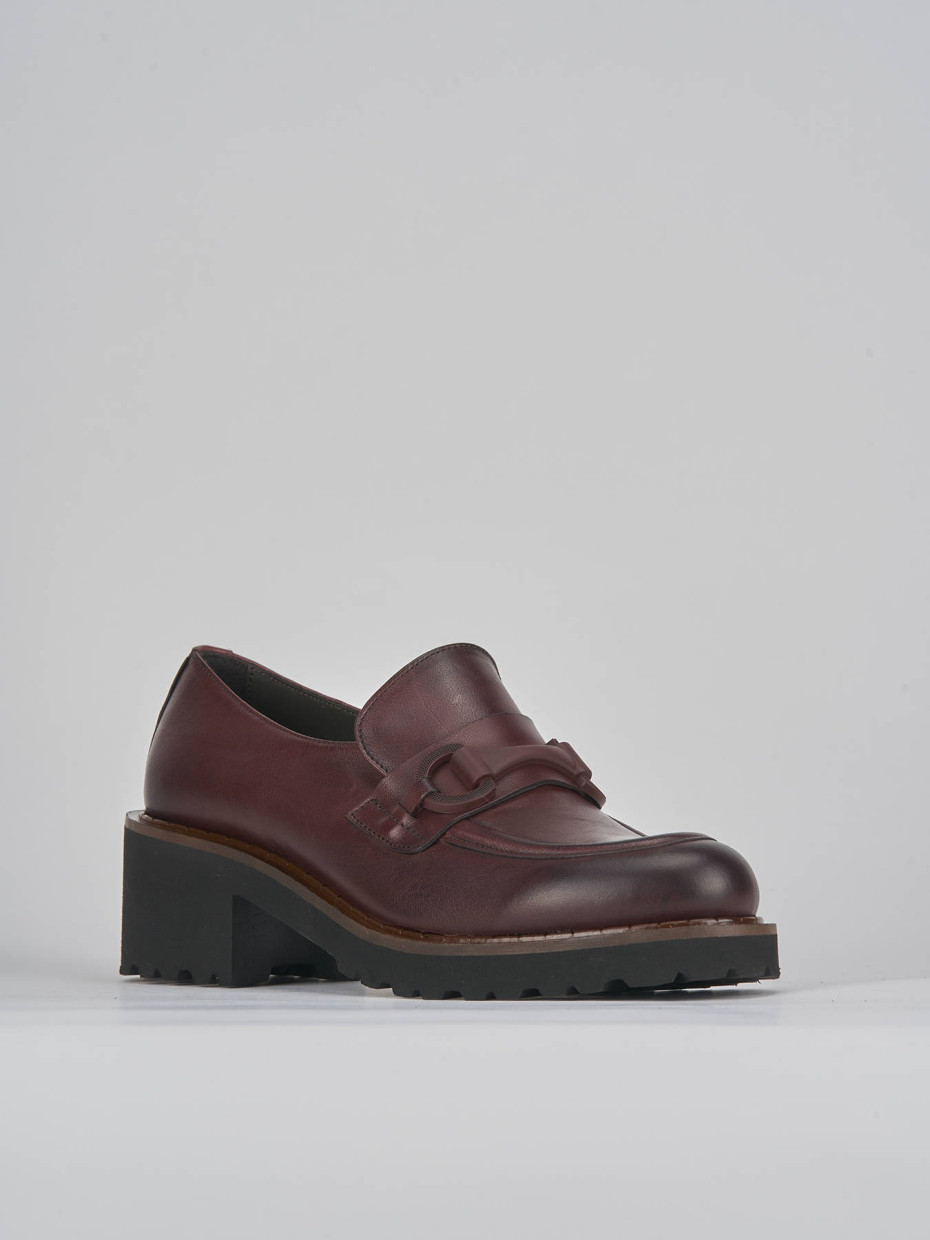 Loafers heel 5 cm bordeaux leather