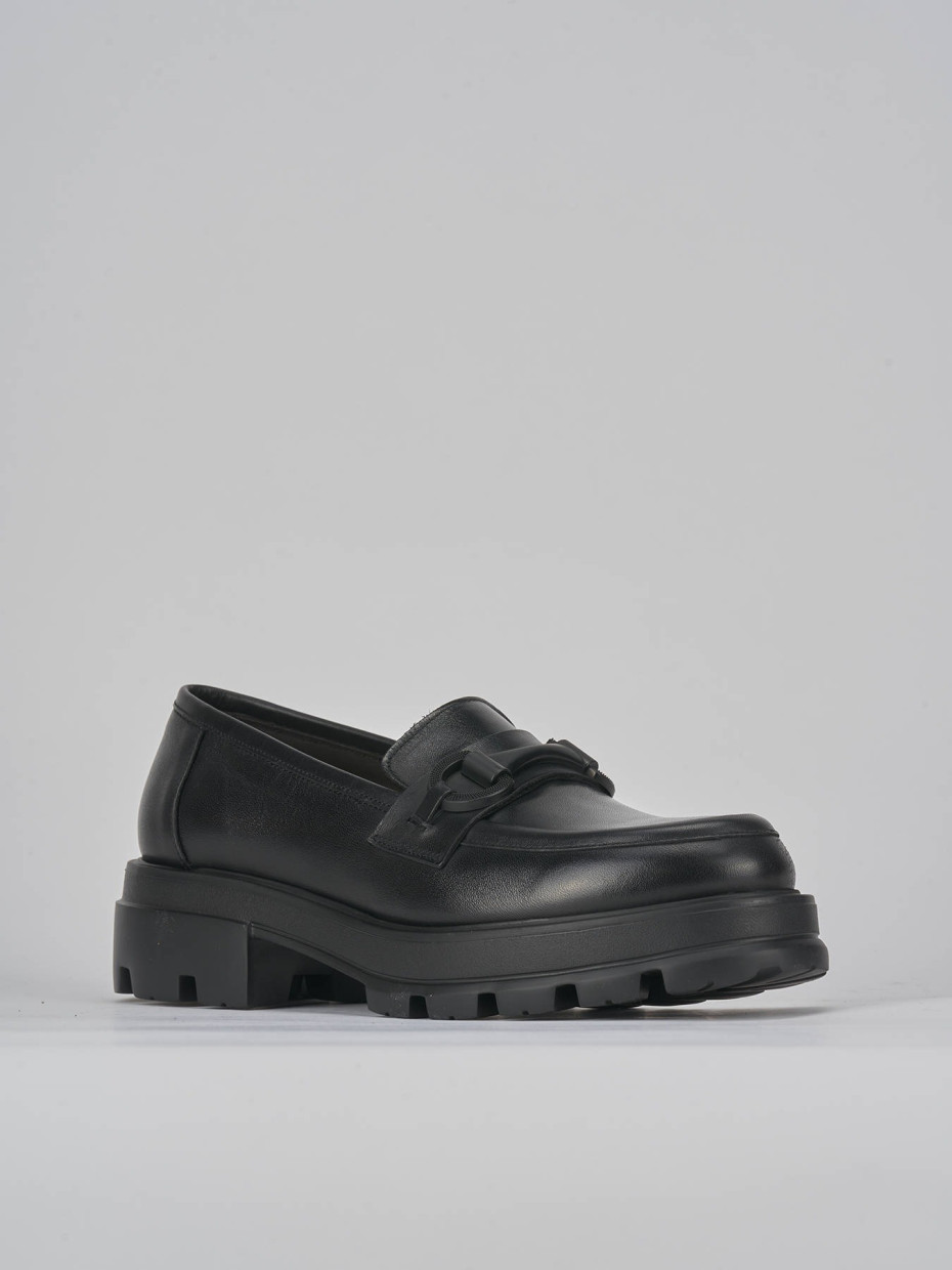 Mocassini tacco 2cm pelle nero