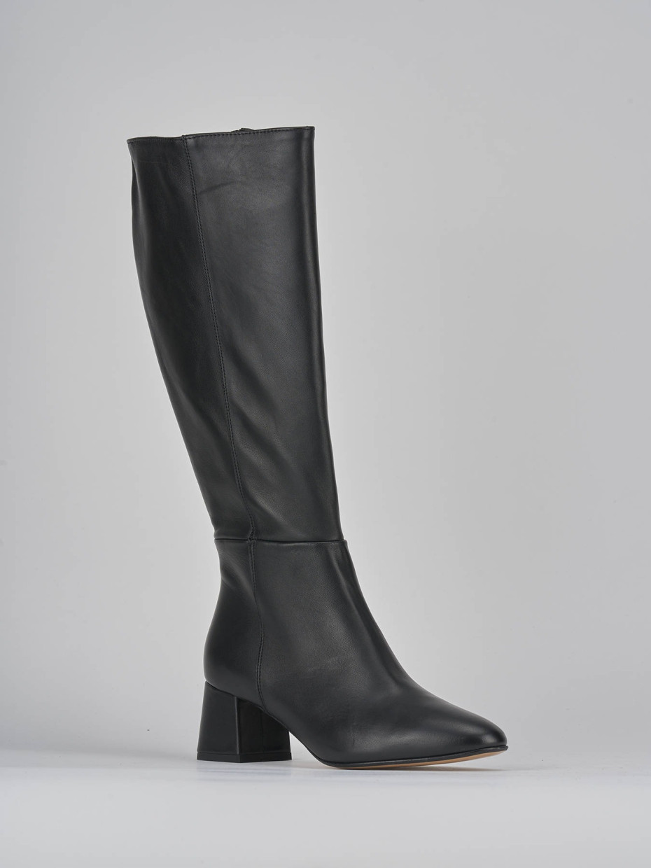 High heel boots woman heel 6 cm black leather Barca Stores