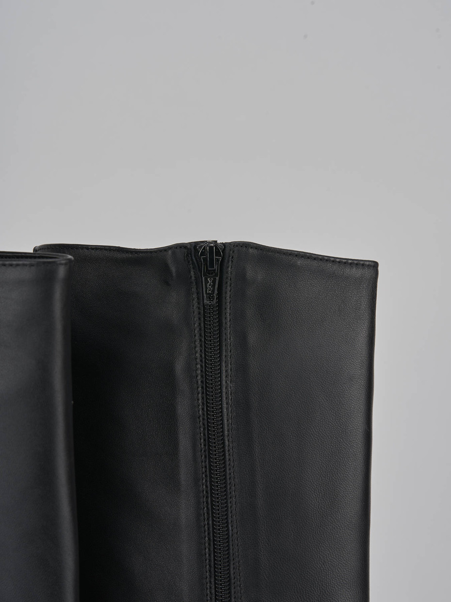High heel boots heel 6 cm black leather