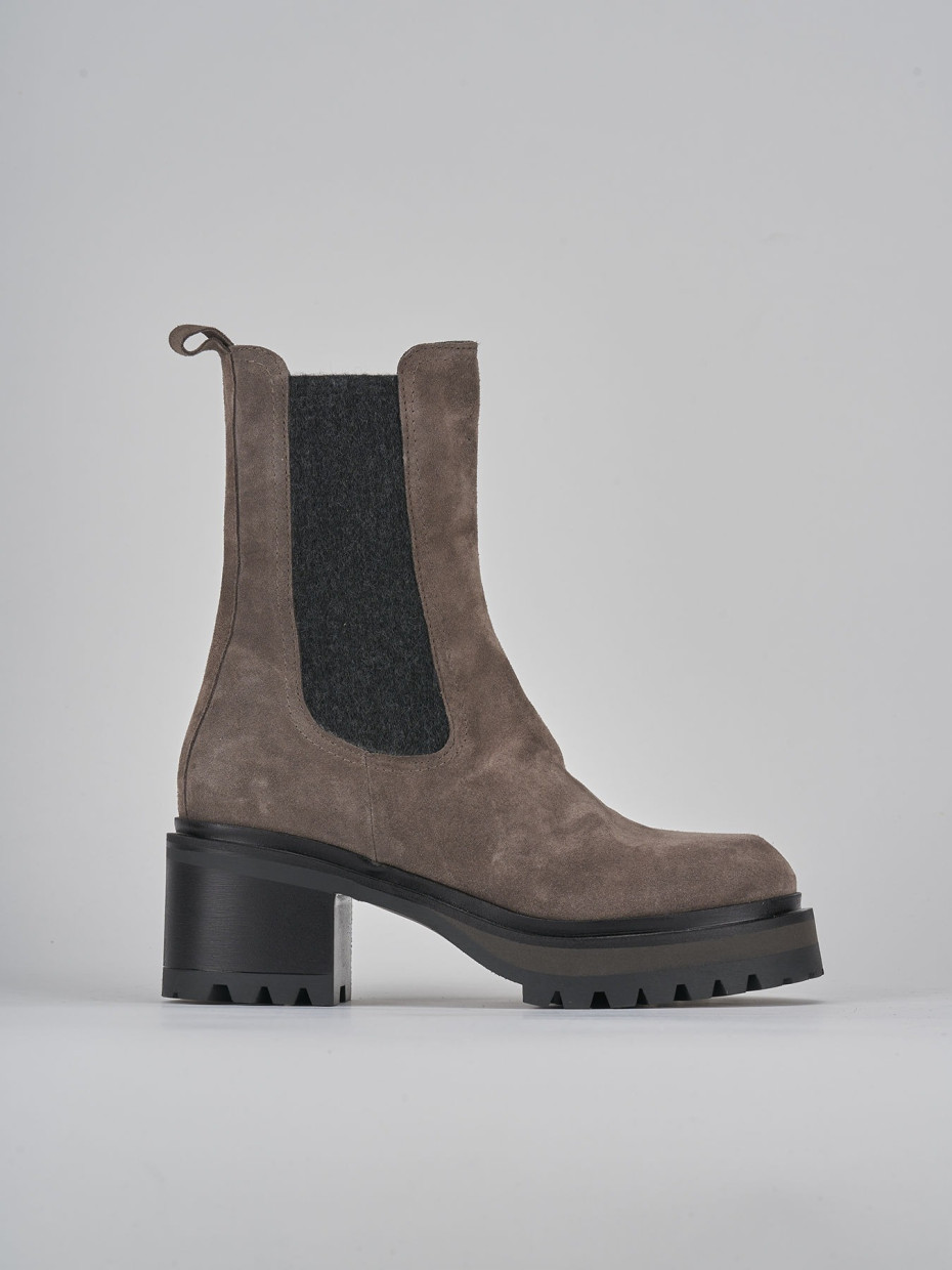 Low heel ankle boots heel 4 cm grey suede