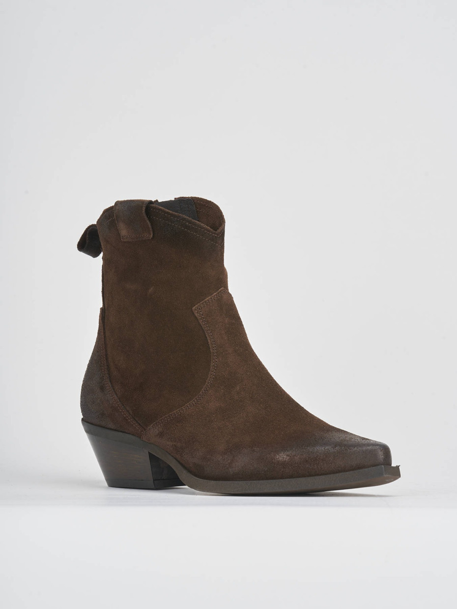 Low heel ankle boots heel 3 cm dark brown suede