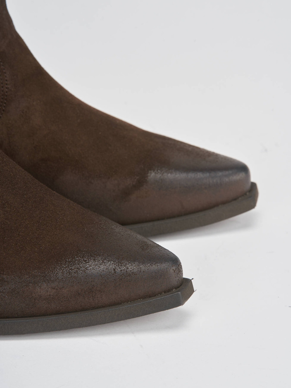 Low heel ankle boots heel 3 cm dark brown suede