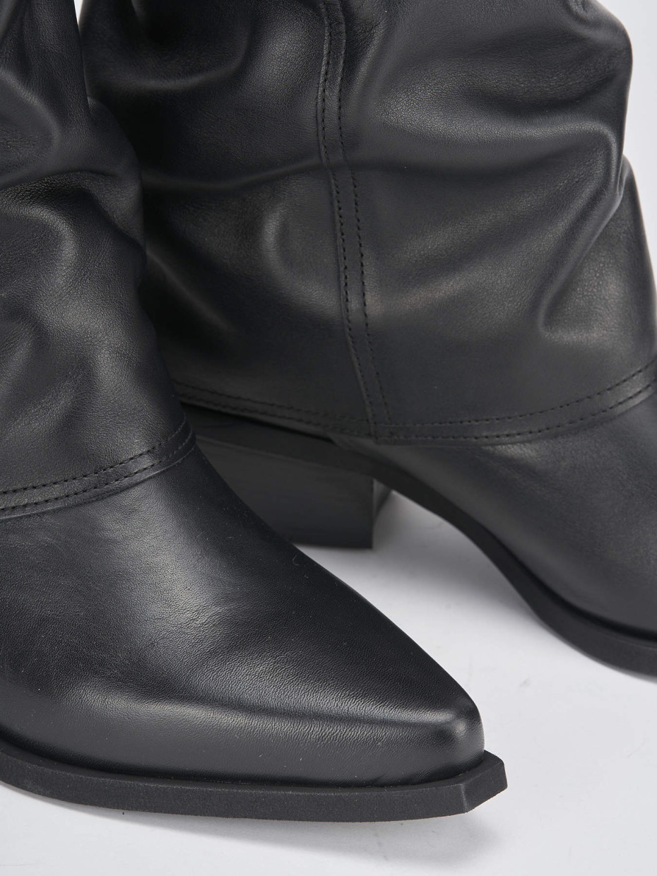 High heel boots heel 5 cm black leather