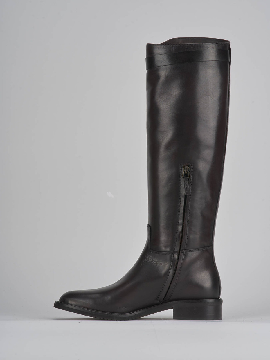 Low heel boots heel 3 cm dark brown leather