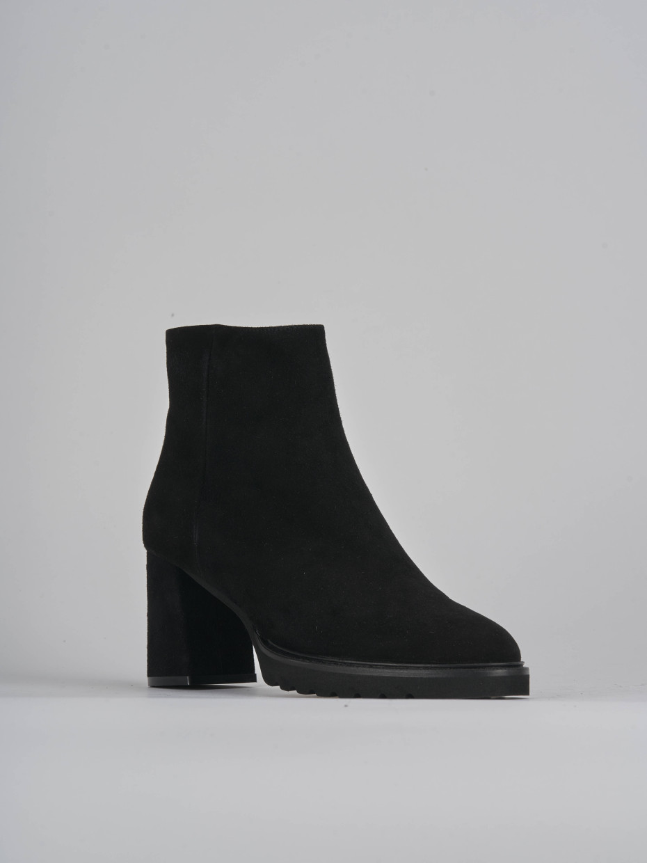 High heel ankle boots heel 8 cm black suede