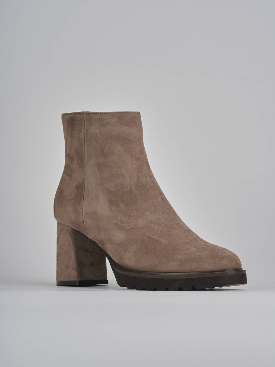 High heel ankle boots heel 8 cm beige suede