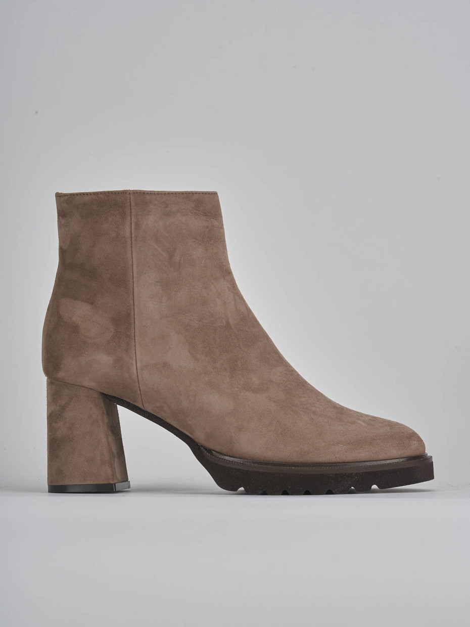 High heel ankle boots heel 8 cm beige suede