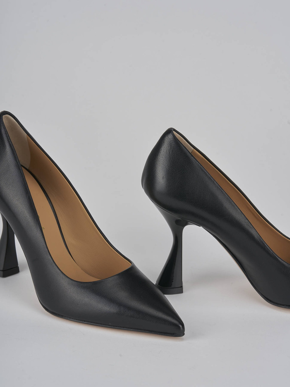 Décolleté e slingback tacco 9cm pelle nero