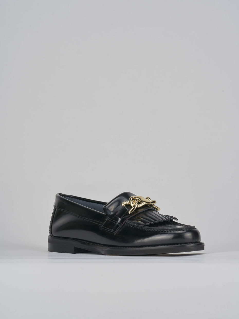 Loafers heel 1 cm black leather