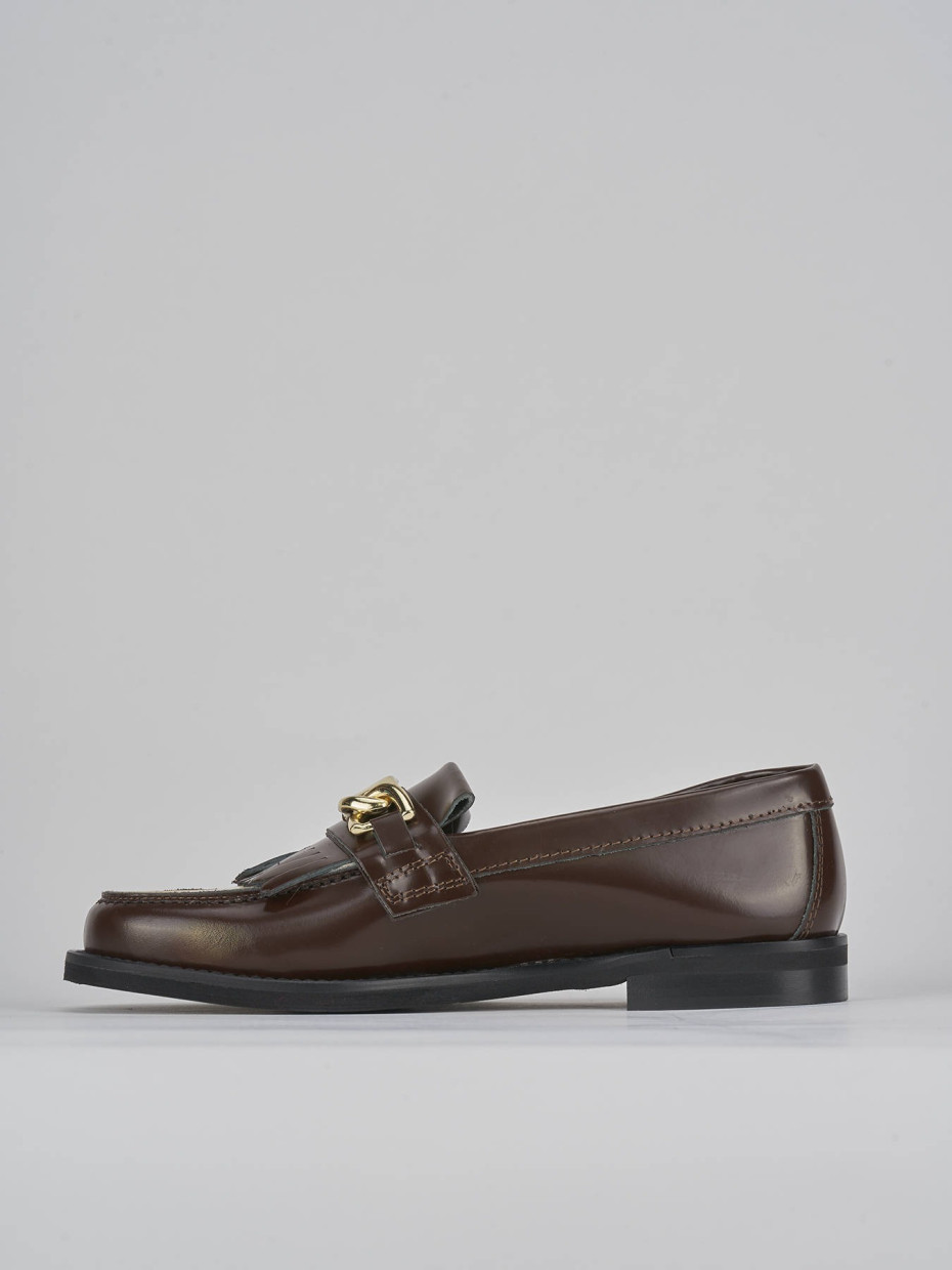 Loafers heel 1 cm dark brown leather