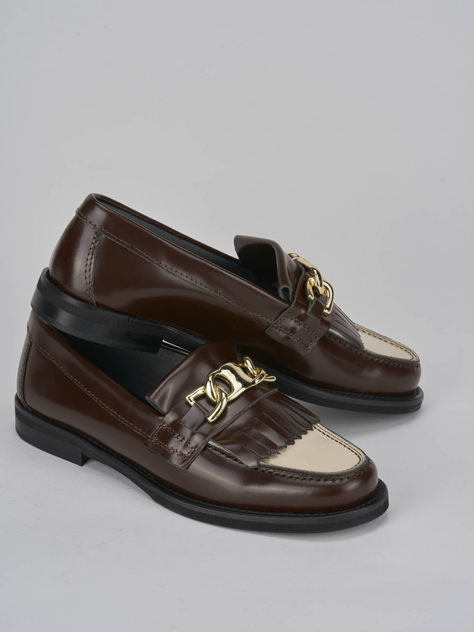 Loafers heel 1 cm dark brown leather