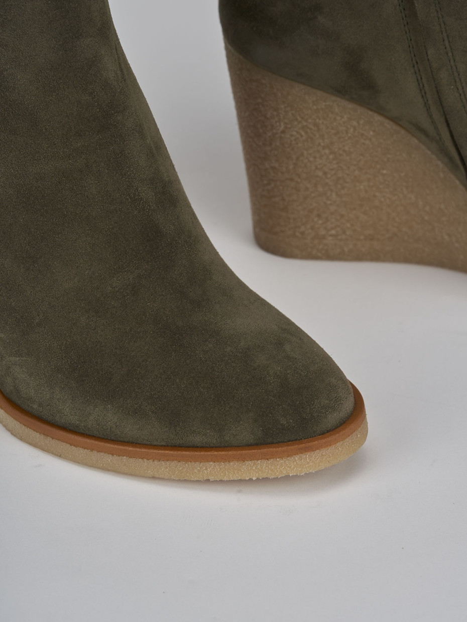 High heel ankle boots heel 8 cm green suede