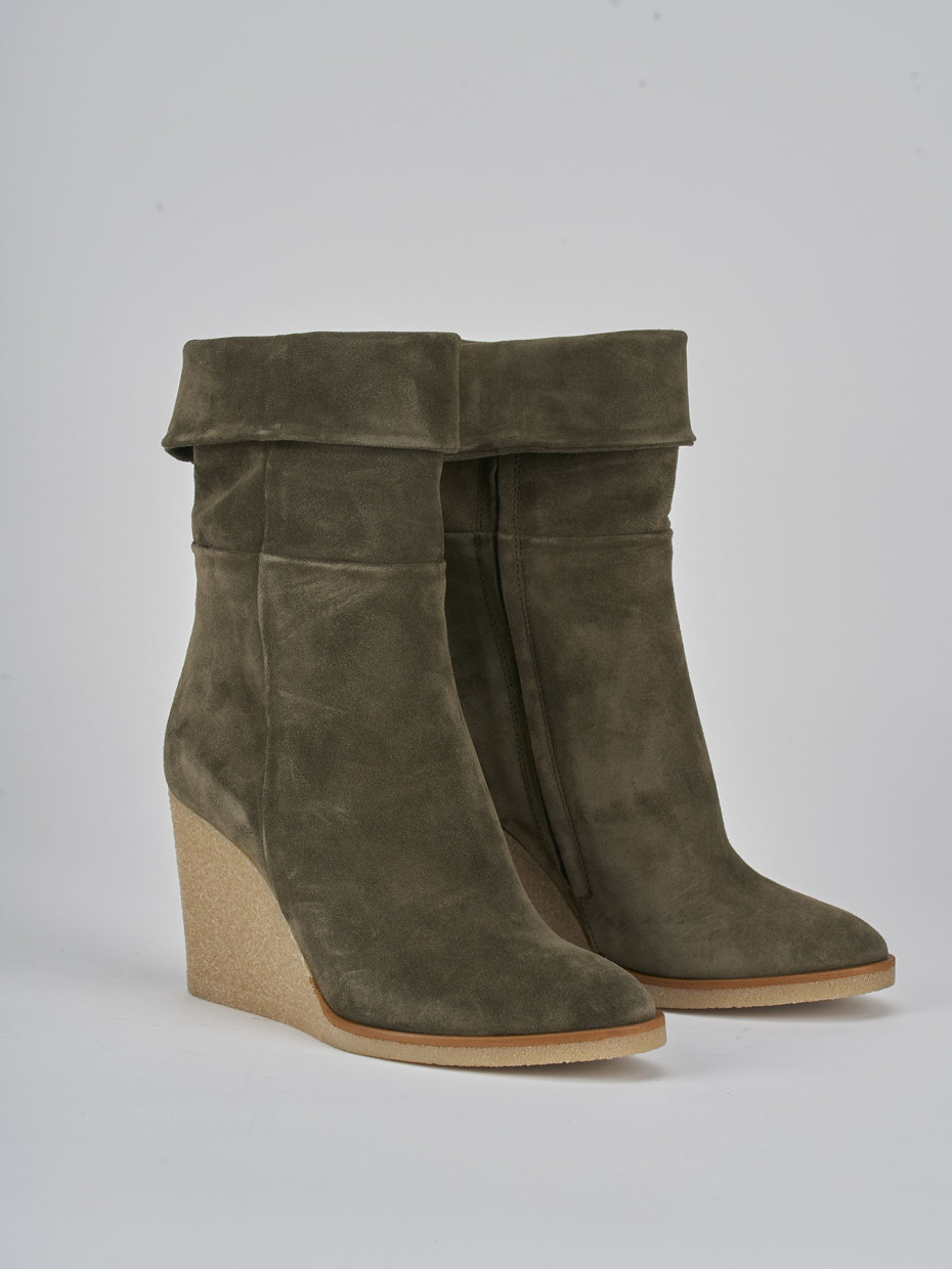 Olive green store wedge boots