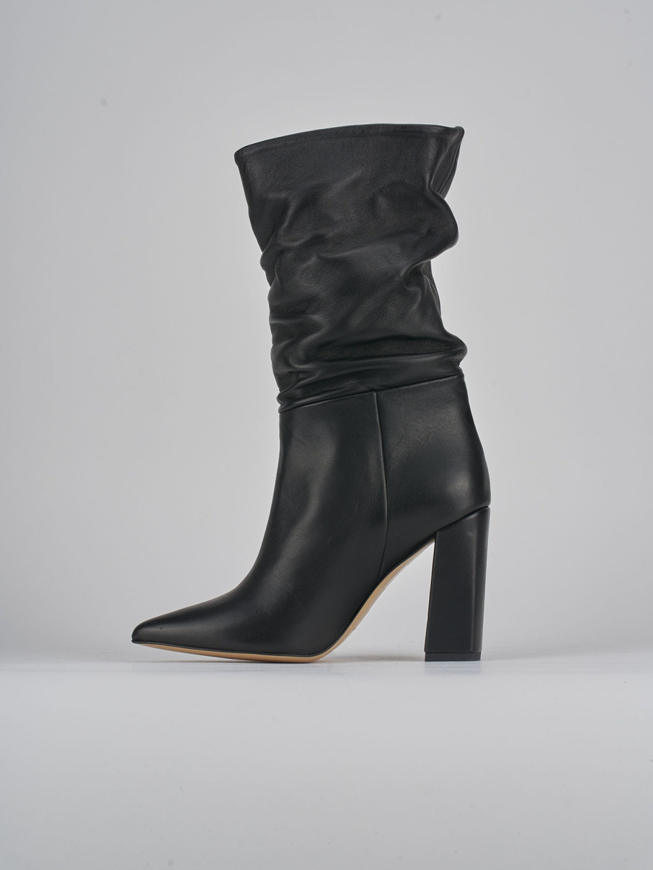 High heel ankle boots heel 9 cm black leather