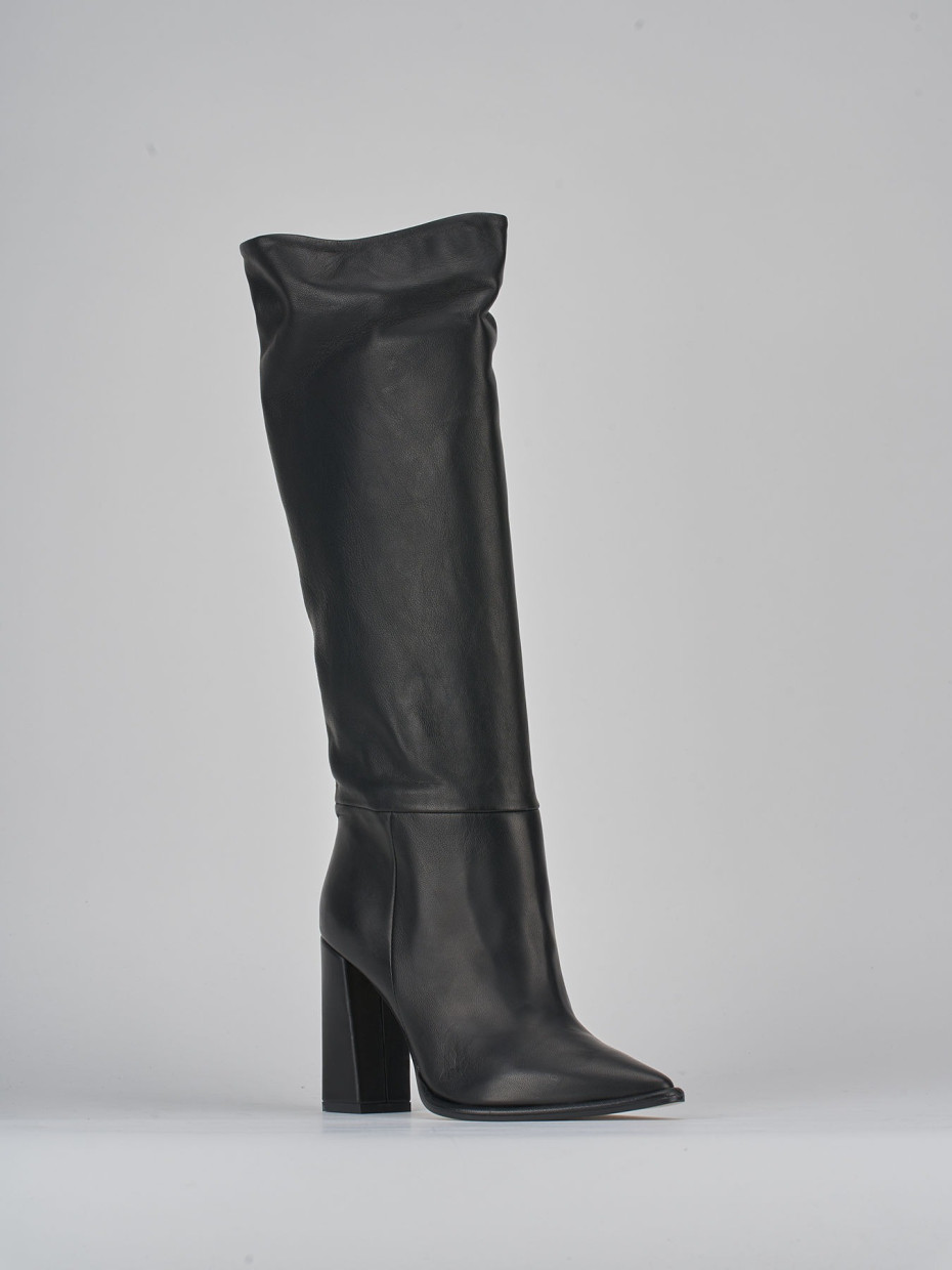 High heel boots heel 9 cm black leather