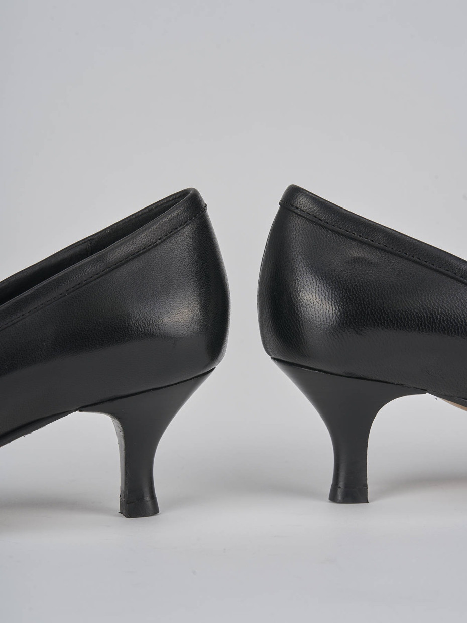 Décolleté e slingback tacco 5cm pelle nero
