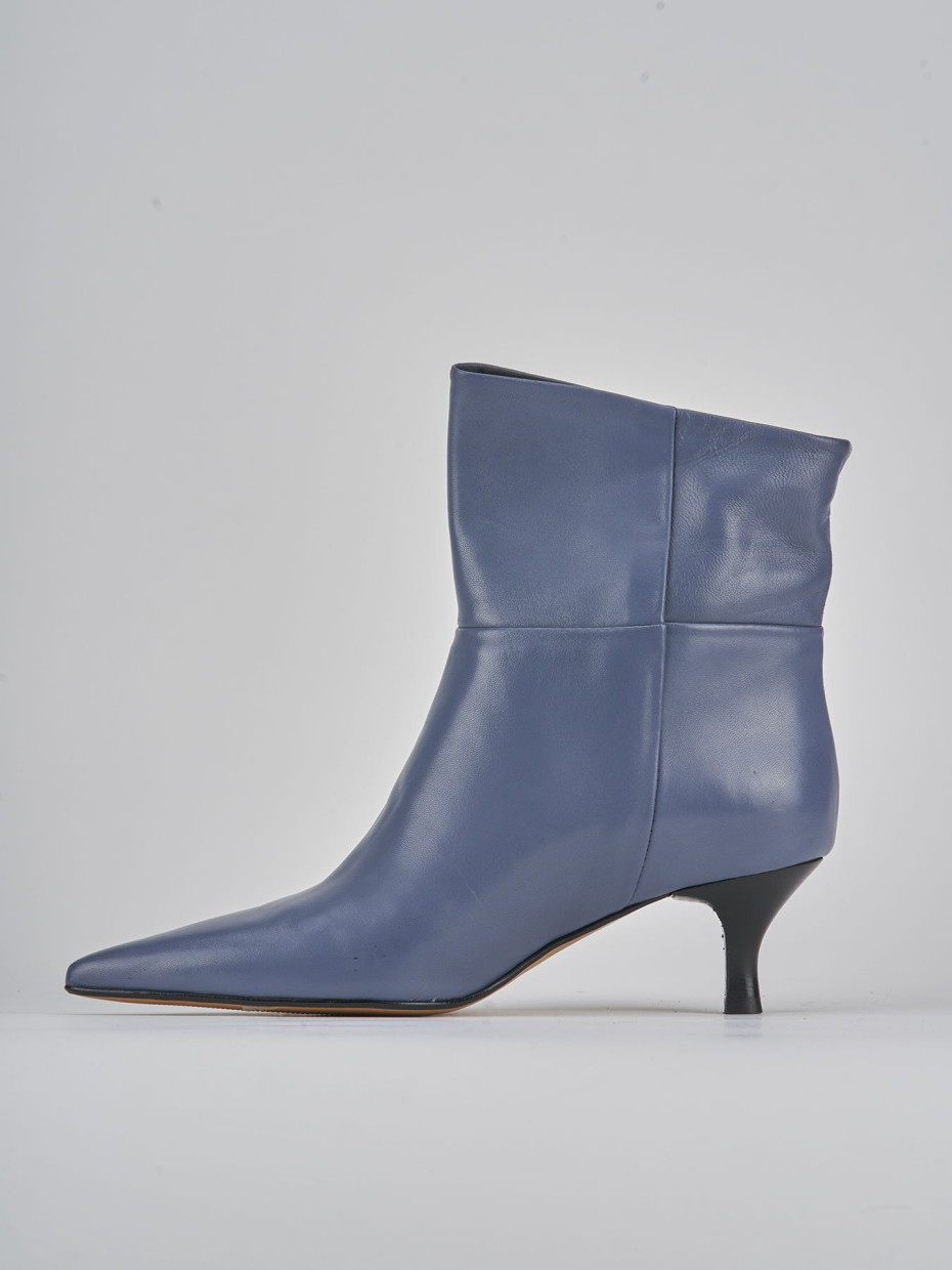 Stivaletti con tacco blu pelle store