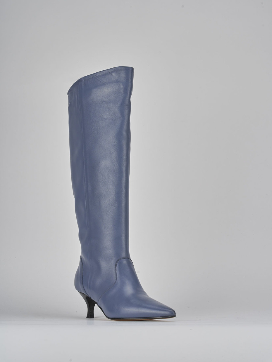 High heel boots heel 5 cm blu leather