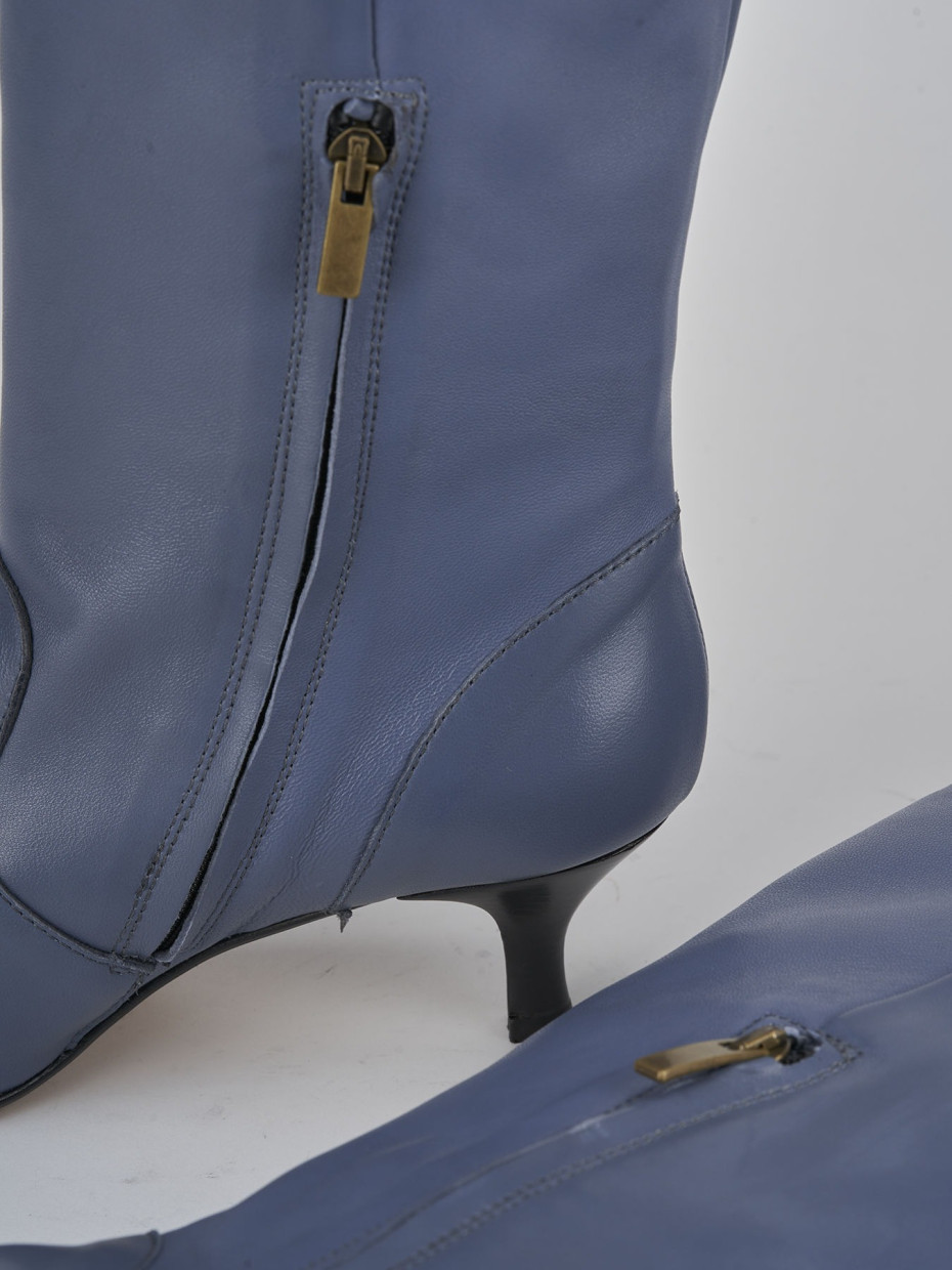 High heel boots heel 5 cm blu leather