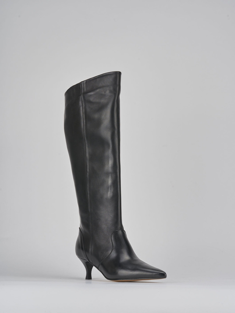 Stivali tacco 5cm pelle nero