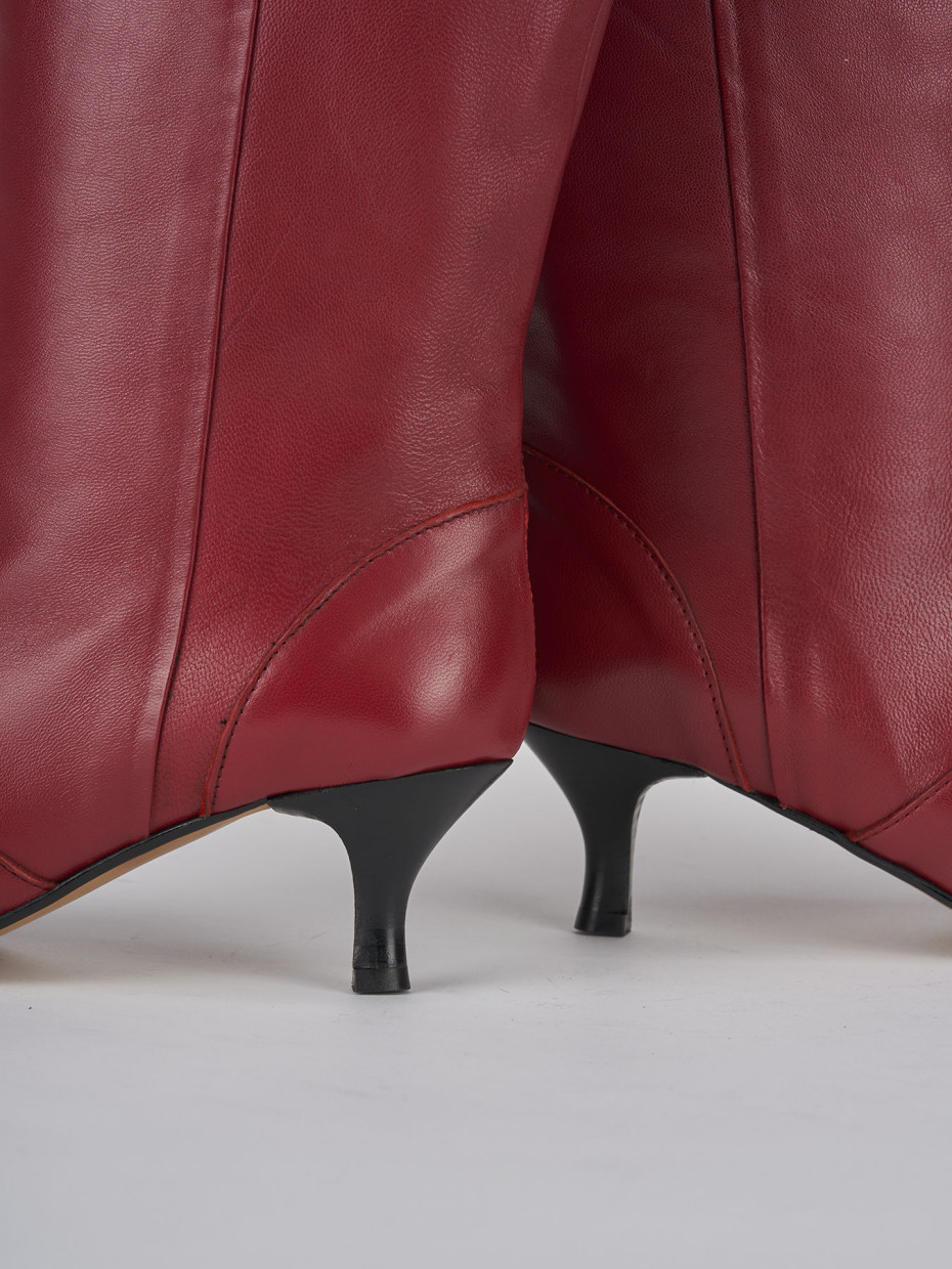 Stivali tacco 5cm pelle rosso