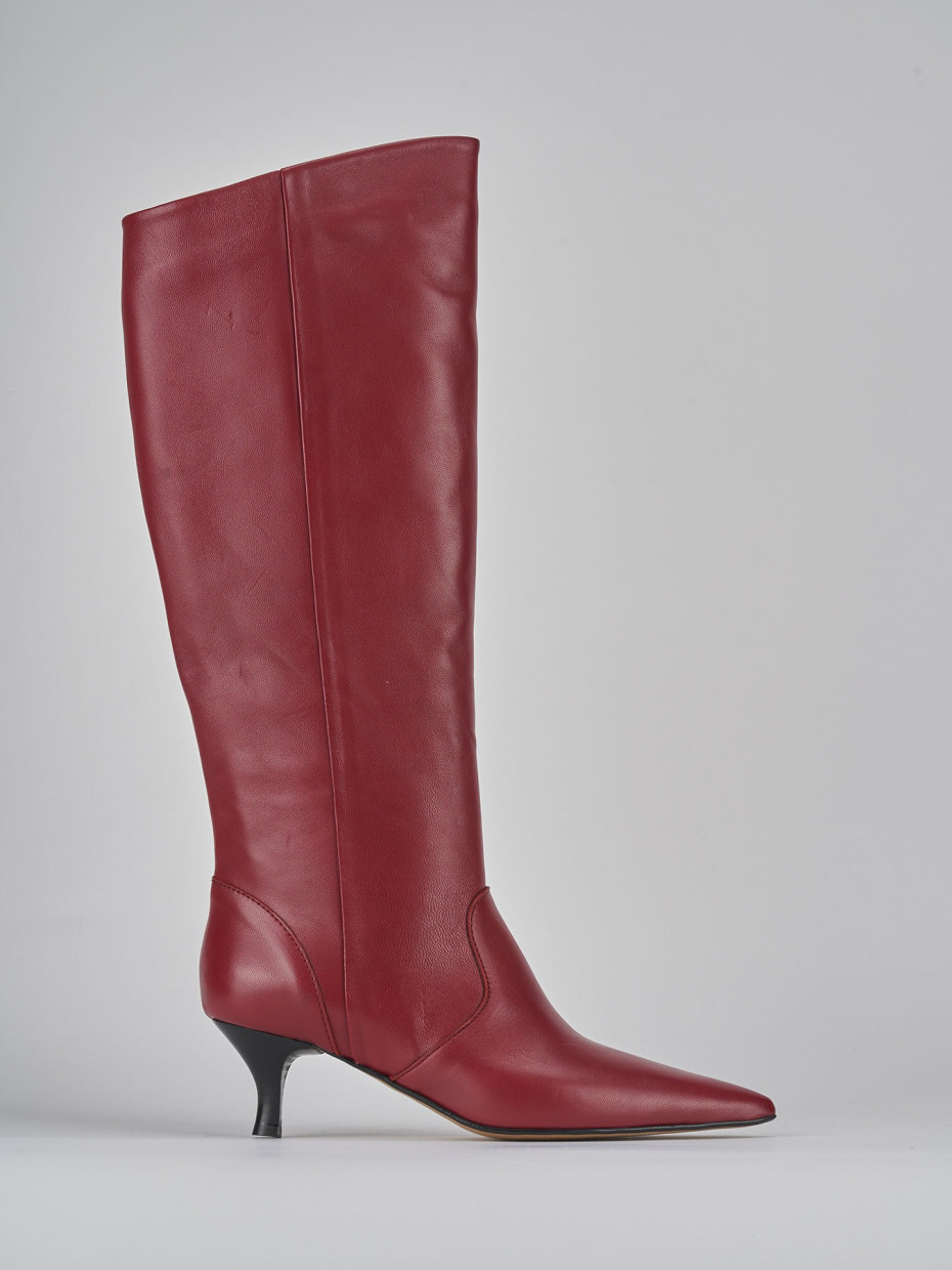 Stivali tacco 5cm pelle rosso