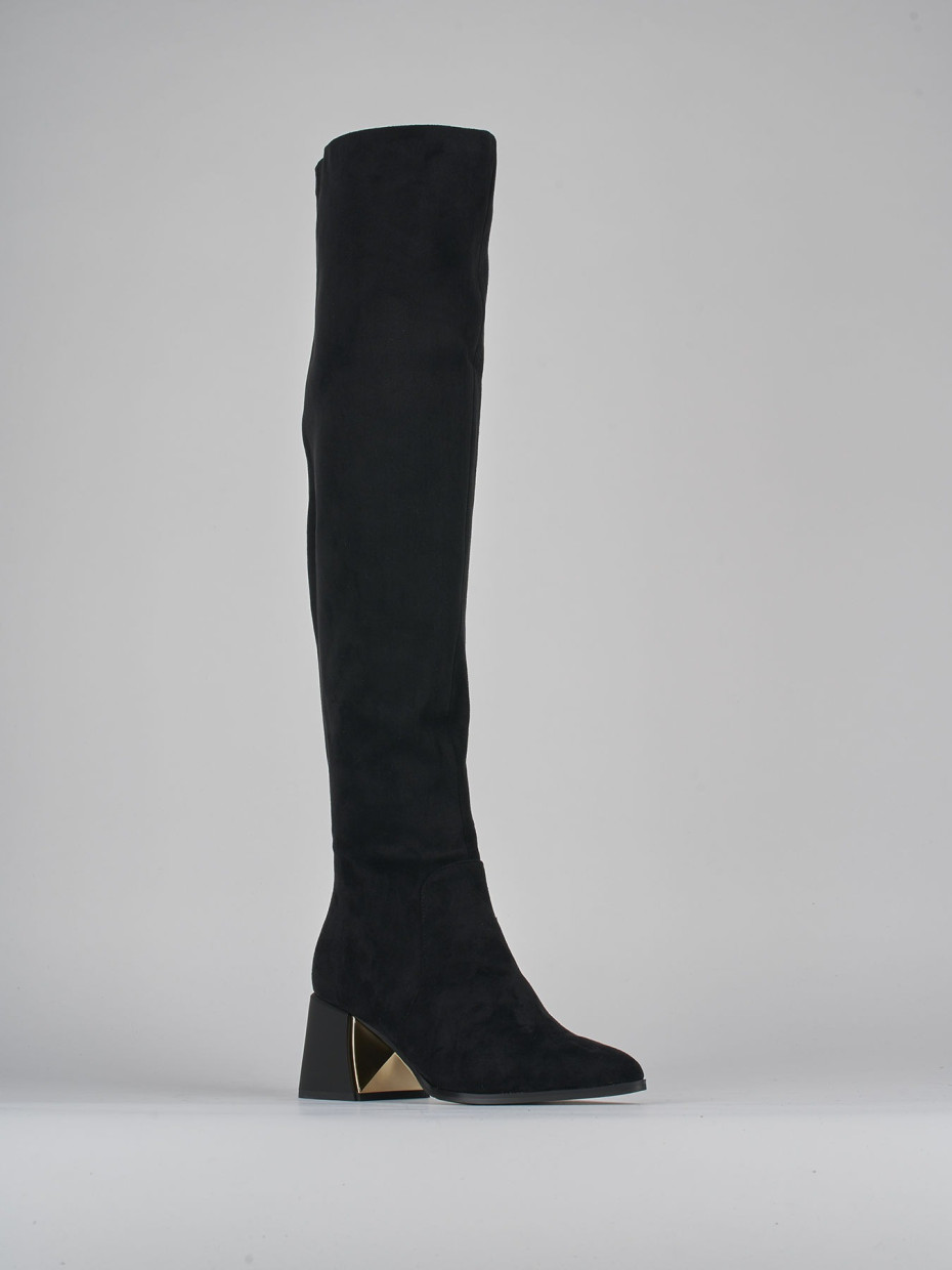 High heel boots heel 6 cm black suede