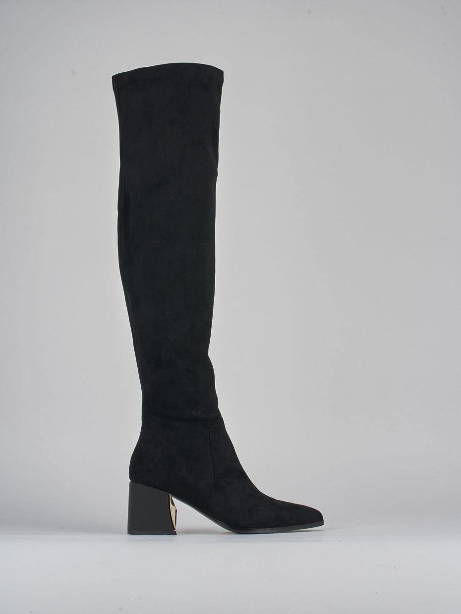 High heel boots heel 6 cm black suede