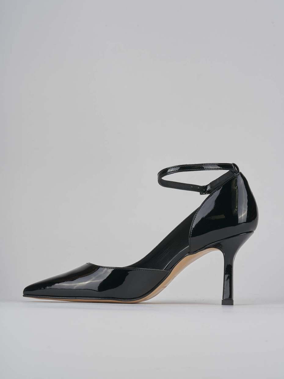 Décolleté e slingback tacco 7cm vernice nero